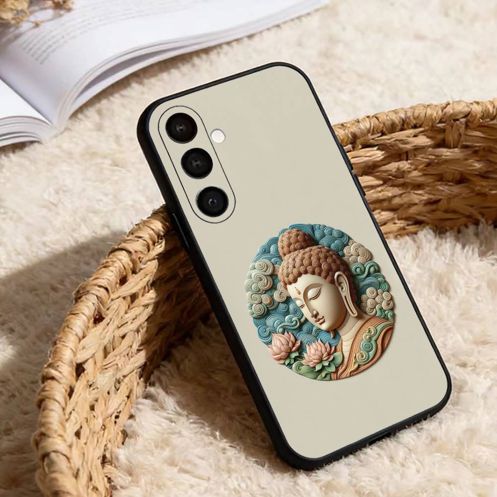 Belief Buddha Art Pattern Phone Case For Samsung Galaxy A13,21s,22,31,32,52,53,71,72,73,Soft Black Cover