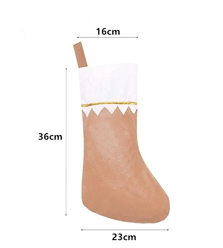 Christmas Stocking Non woven White Gold Label Stocking Hanging Green Mouth Thread Christmas Decoration Ornaments Gift Bag