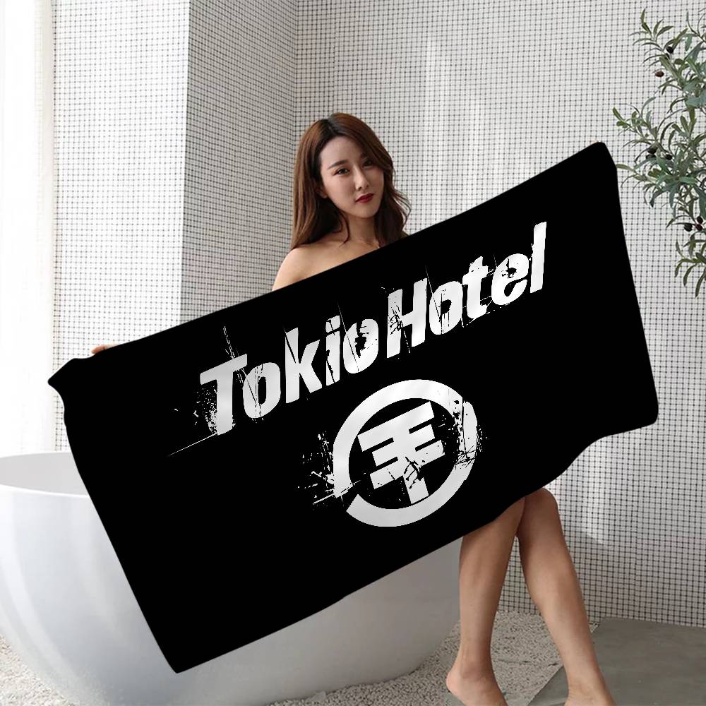 1pc Vintage Rock T-Tokio H-Hotel Microfiber Blanket Quick Drying Beach Towels Oversized Printing Super Absorbent Towel Blanket