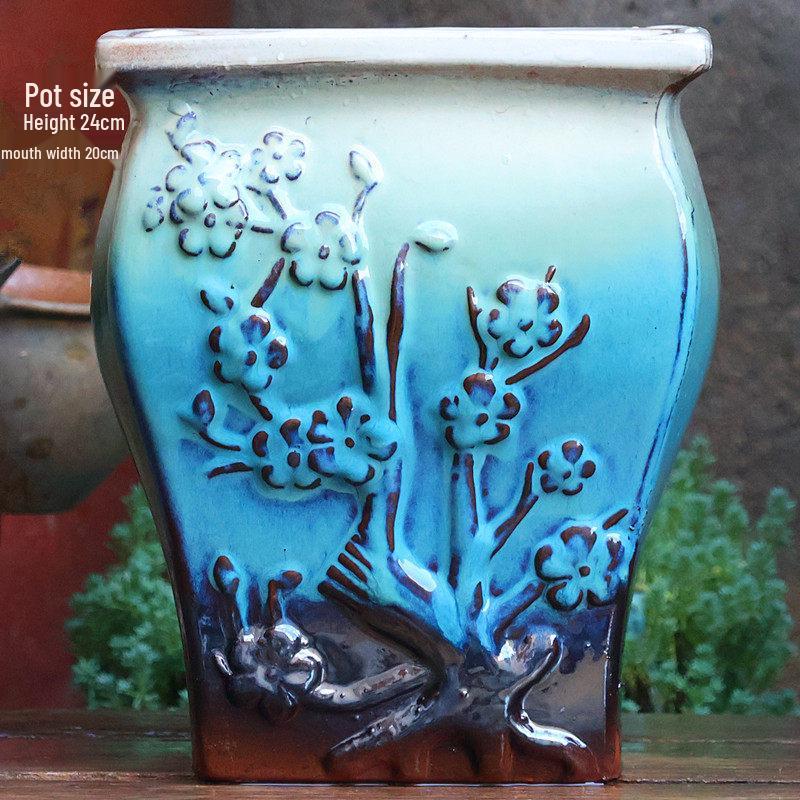 Handmade Large Purple Clay Ceramic Pot for Succulents and Bougainvillea – Breathable, Coarse Pottery Design for Living Room.