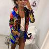 Fashion Womens Tie Dyeing Print Coat Outwear Sweatshirt Hooded Jacket Overcoat