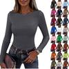 Women's And Winter Slim Bottom T-shirt Fashion Casual Solid Color O-Neck Pullover Long Sleeve Top