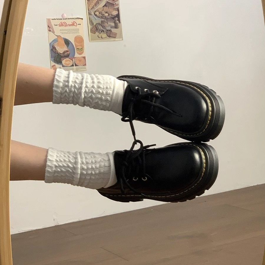 

Британський стиль Мартінс маленькі шкіряні туфлі жіночі 2025 осінь-зима нові ретро універсальні коледж шнурівка товстий каблук платформа туфлі 35