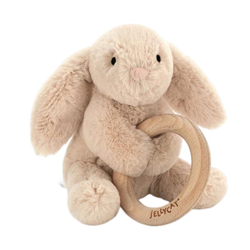 

JELLYCAT Soft And Gentle Bunny Toy Wooden Ring Dolls Plush Doll 14cm Height