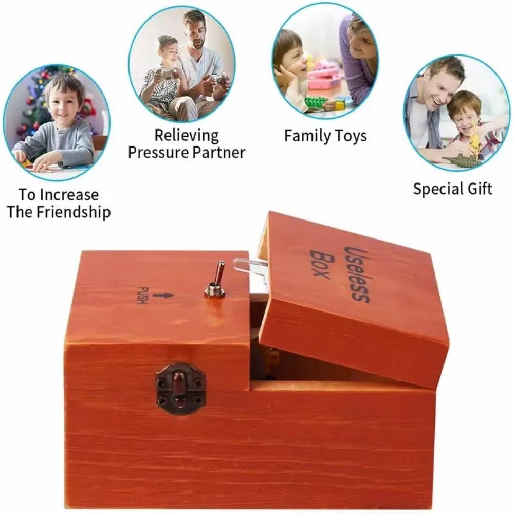 Leave Me Alone Electronic Useless Box Wood Color Wooden Useless Box Novelty Useless Box Kids Toy