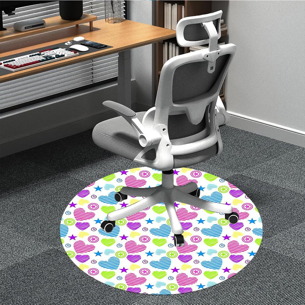 

1pc Heart Pattern Chair Carpet for Office, Round Polyester Mat, Indoor Decor for Office, Washable Non-slip Carpet yy251219023 80cm by 80cm