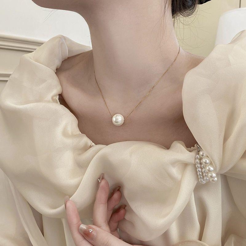Simple Fashion Pearl Pendant Necklace Elegant Minimalist Pearl Jewelry for Women Girl Gift Accessories
