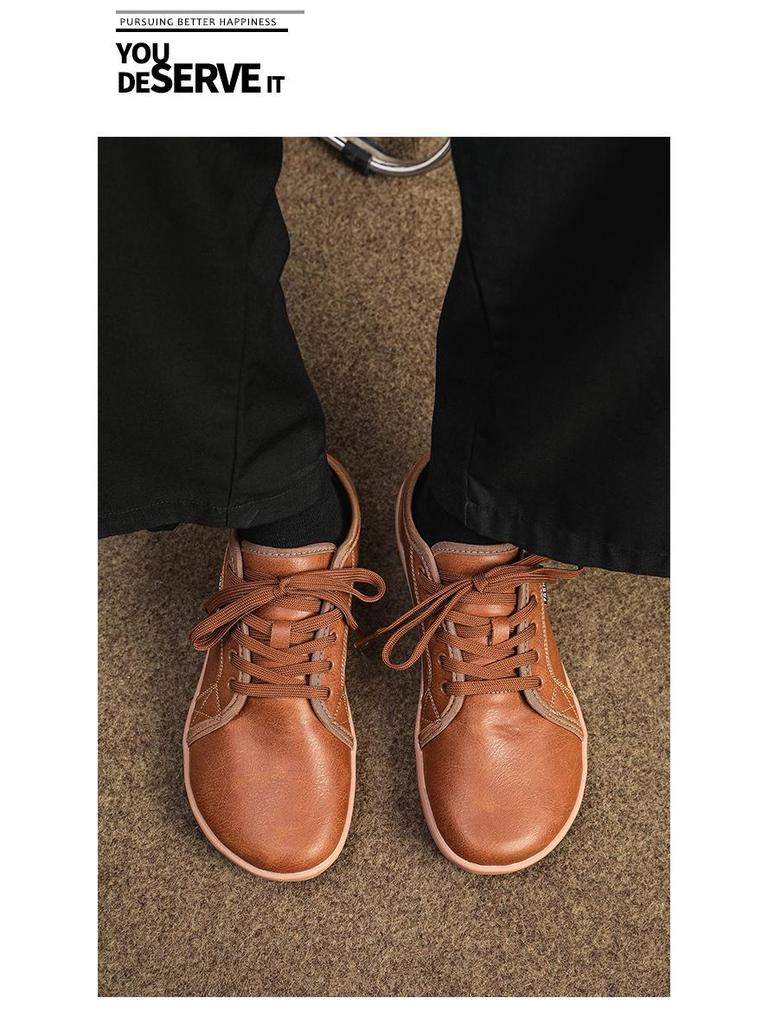 Pánské přeshraniční boty s širokou špičkou, barefoot, lehké, outdoorové, kožené, ležérní