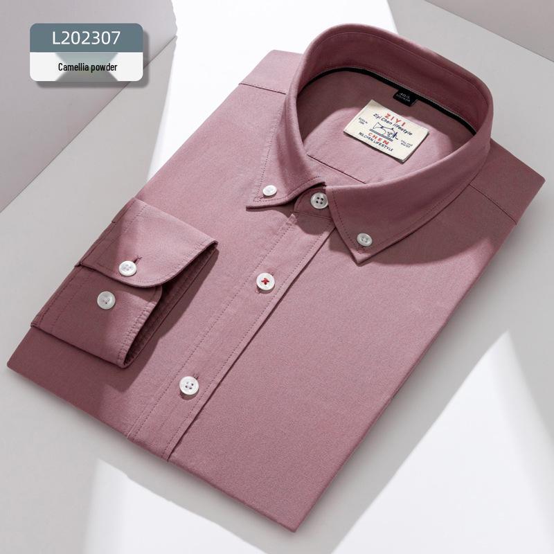 

Men s Pure Cotton Long Sleeve Oxford Shirt - Casual White Workwear with Custom Logo Option 40