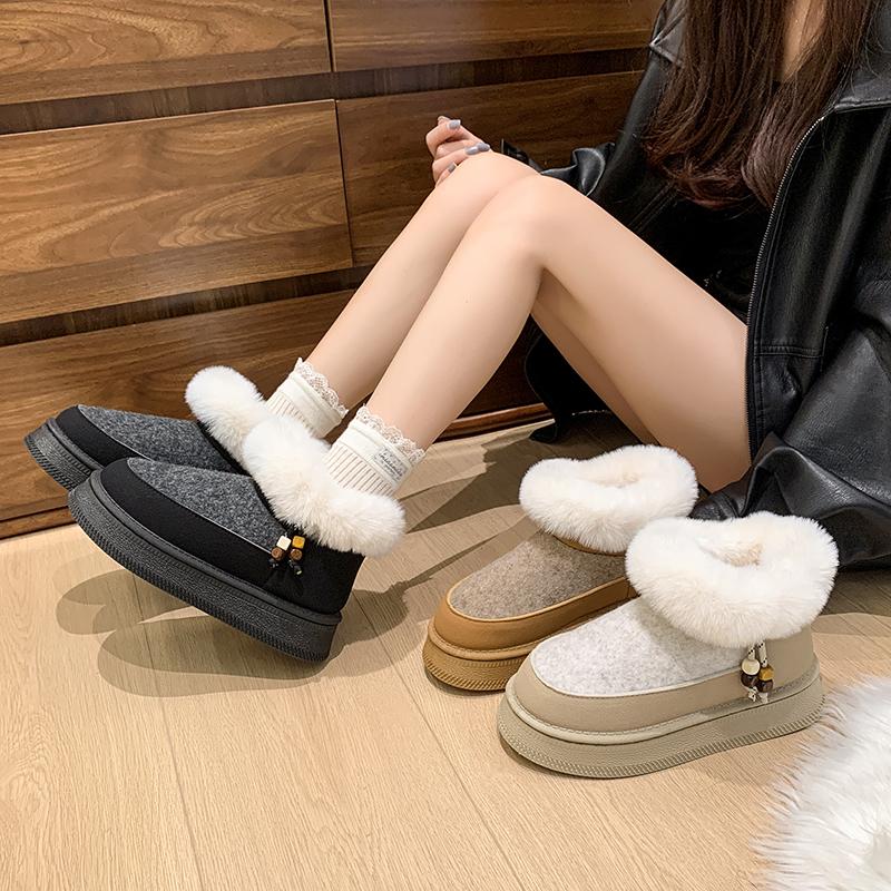Fashion Snow Boots Velvet and Thickened Cotton Shoes Women's 2025 New Winter Warm Shoes