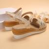 Straw Rhinestone Flash Wedge Heel Platform Sandals 2024 Summer New Simple and Comfortable Fashion Buckle High Heels