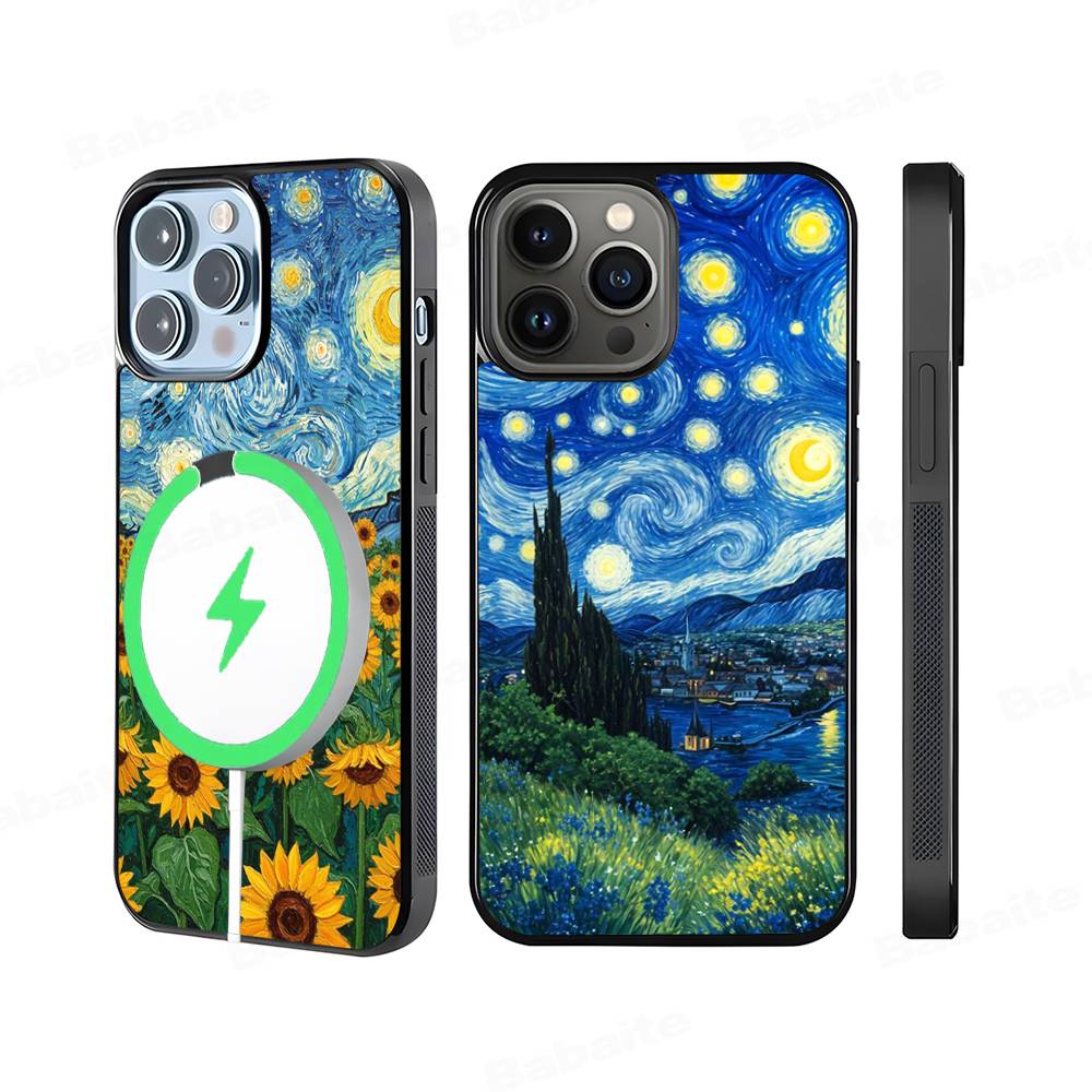 Vincent Van Gogh Oil INS For Magsafe Phone Case For iPhone 17 Air 16 15 14 13 12 11 Pro Max Plus Shockproof Cover