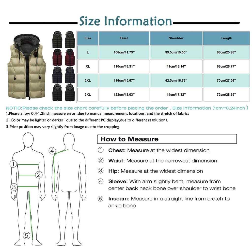 Fashion Men Autum Winter Hooded Solid Outwear Vest Jacket Tops Blouse