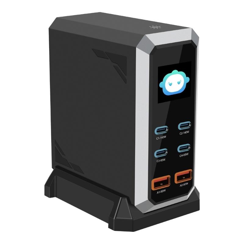 240W Charging Adapter 6 In 1 140W USB Type C Digital Display Fast Charging Station for Mobile Phone Laptop Electronics
