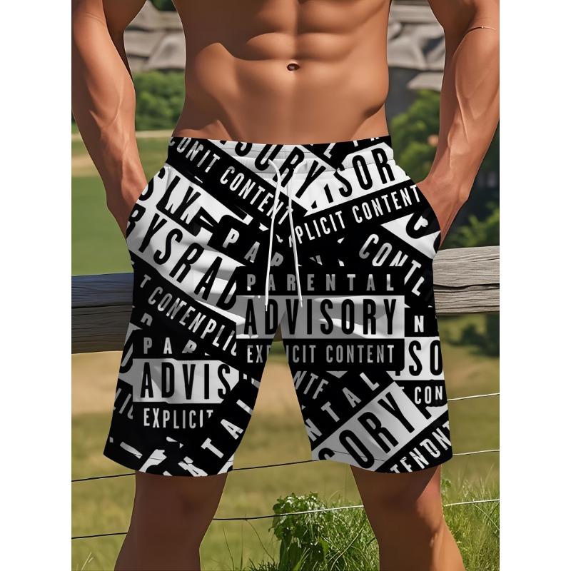 Men s 3D Digital Print Beach Shorts- Printed Pattern, Waist-cinching Design, Lightweight, Perfect for Summer Swimming and Casual Wear, Beach Shorts S