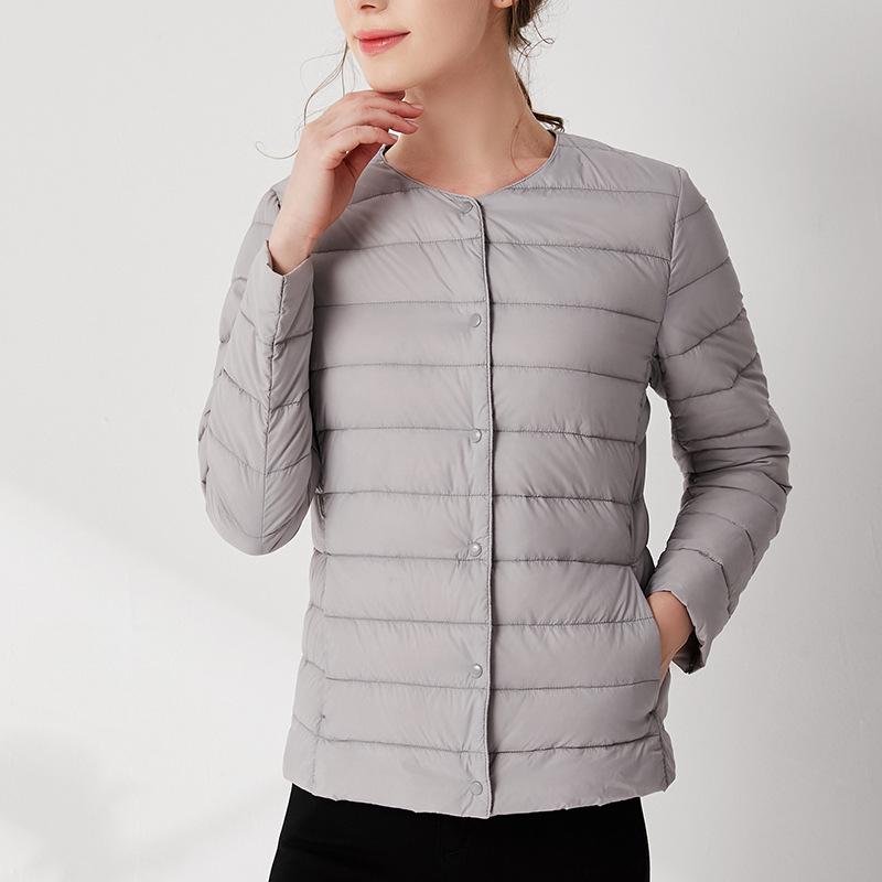 Winter New Two-wear Single-breasted Light Short Down Jacket Women's Slim Liner Jacket Round Neck V-neck