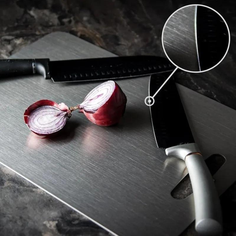 Premium SS Cutting Board Set 3pcs Non Slip BPA Free Food Safe Kitchen Boards Dishwasher Rustproof for Home Restaurant Cooking