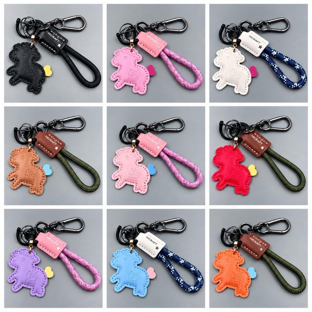 Cartoon Pu Sheep Keychain Wrist Strap Goat Car Keychain Cute Car Key Ring Year of The Horse