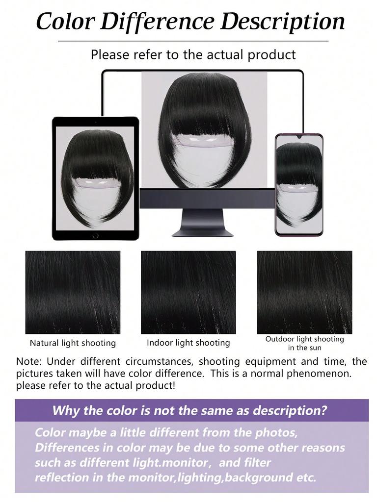 Synthetische Pony-Haarnadel, 10 Zoll, schmaler Pony mit Koteletten für den täglichen Pony der Frau