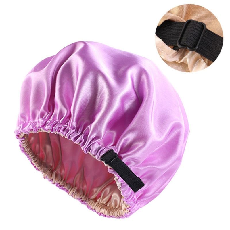 Satin Bonnet Beanie Hat Double Layers Satin Dome Cap for Head Wrap Cover with Neat Stitches Invisible Elastic Band