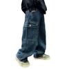 Teen Boys Jeans 2026 New Spring Autumn Pants Children's Straight Trousers Teenager Wide-legged Cargo Pants Kids Loose Clothes