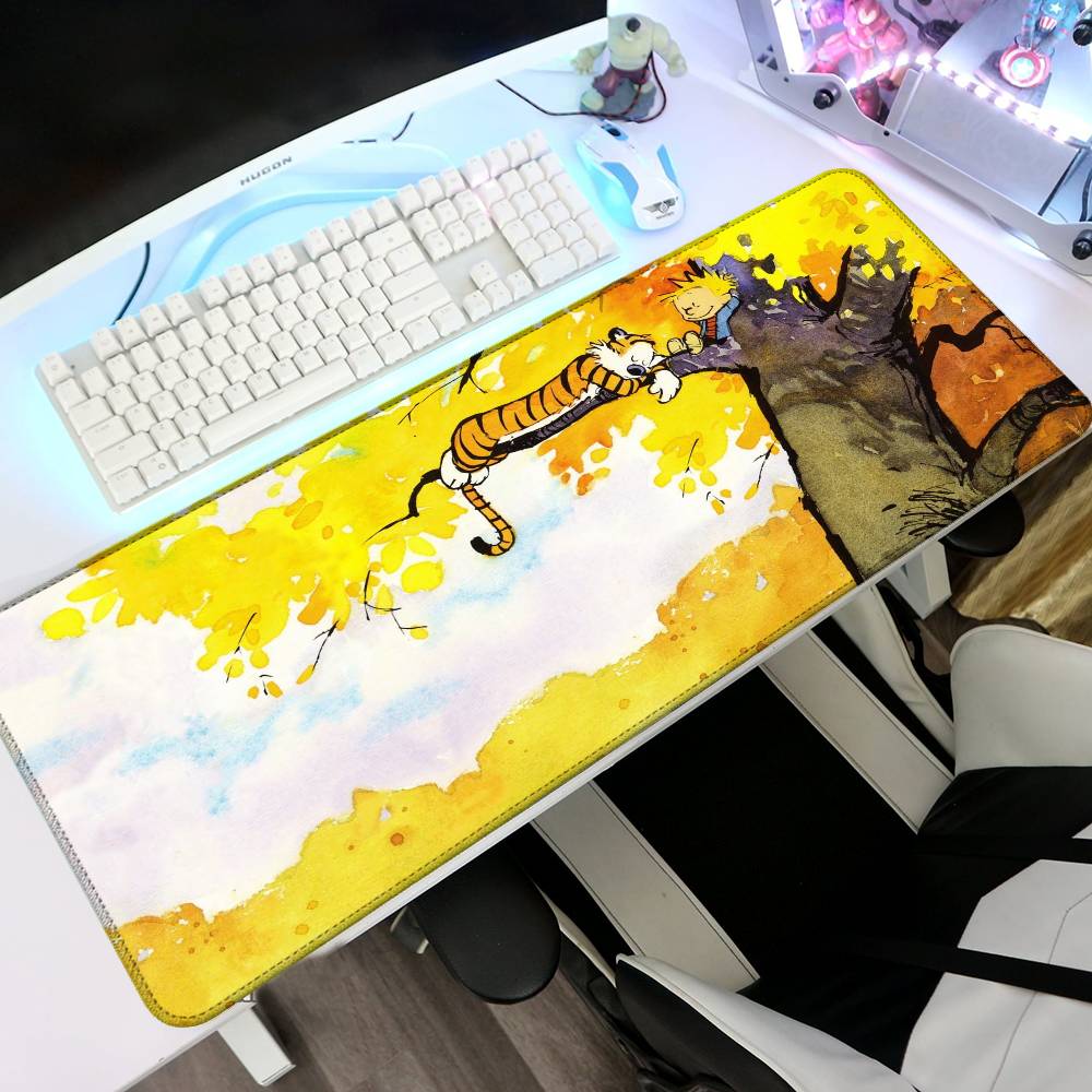 Comic C-Calvin And H-Hobbes Mouse Pad Rubber Thicken Overlock Gaming Table Mat Office Computer Keyboard Pad PC Mousepad