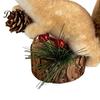 Soft Fabric Animal Pendant Christmas Squirrel Ornaments for Tree, Cute Felt Plush Woodland with Pine Xmas Garland Decorative Accents Cone, Hanging