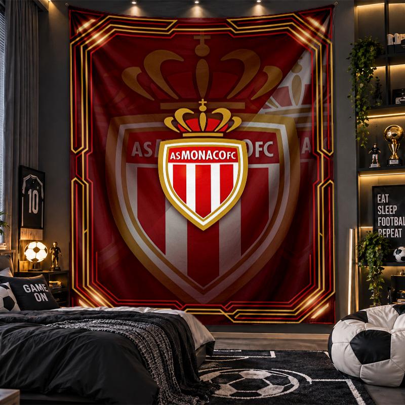 Wall Hanging Tapestry Monaco FC Print Cloth for Living Room Bedroom Home Decor