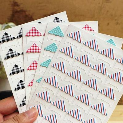 Retro Plaid & Stripe Photo Corner Stickers for DIY Albums: Fresh & Artistic Designs