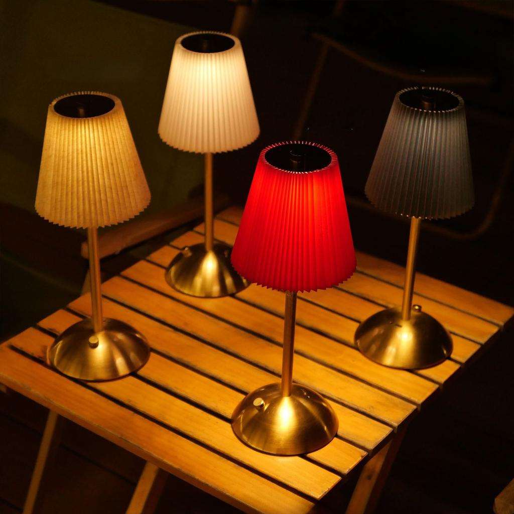 Rechargeable Small Pleated Table Lamp USB Nightstand Lamp Cordless Desk Lamp for Bedroom Living Room Home Bar Office Decor Lamp