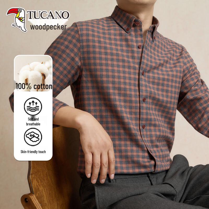 

TUCANO Men s Brushed Cotton Plaid Long-Sleeve Shirt 43