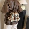 2025 Fashion Women's Vintage College Suede Plaid Backpack Bag
