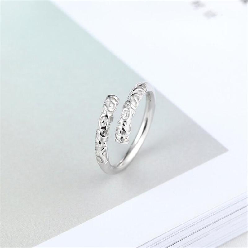 New Creative Gold Hoop Stick 925 Sterling Silver Jewelry Wukong's Weapon Simple Personality Women Gift Opening Rings R344