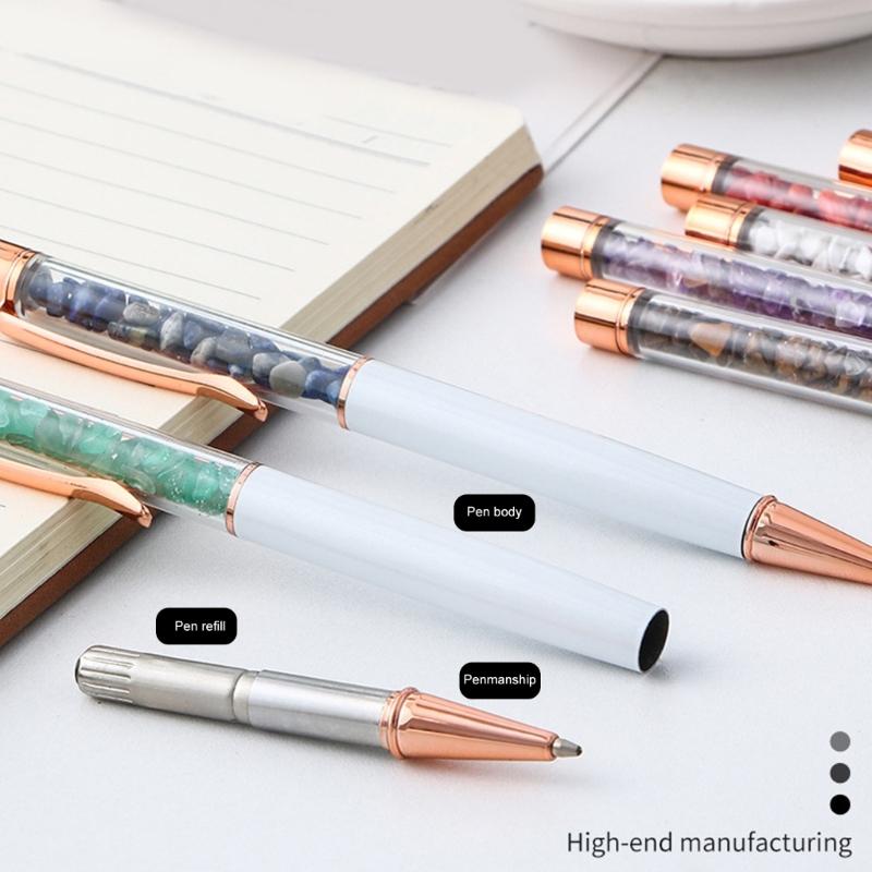 Smooth Writing Gemstones Oil Pen for Office School Students Writing Gift 0.5mm Medium Point Metal Ball Pen Ballpoint Pen