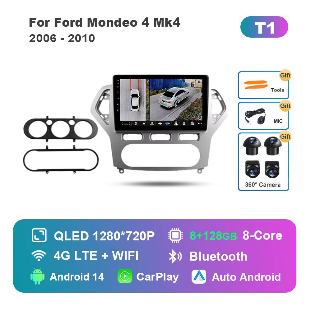 Android 14 Intelligent System Car Radio Multimedia Player for Ford Mondeo 4 Mk4 2006 - 2010 Touch Screen 4G WiFi BT GPS Navi