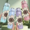 1PC Sunflower Single Bloom Art Print 750ml Color Plastic Sports Water Bottle Leakproof Flip Straw Lid Suitable for Sports Office Home Use
