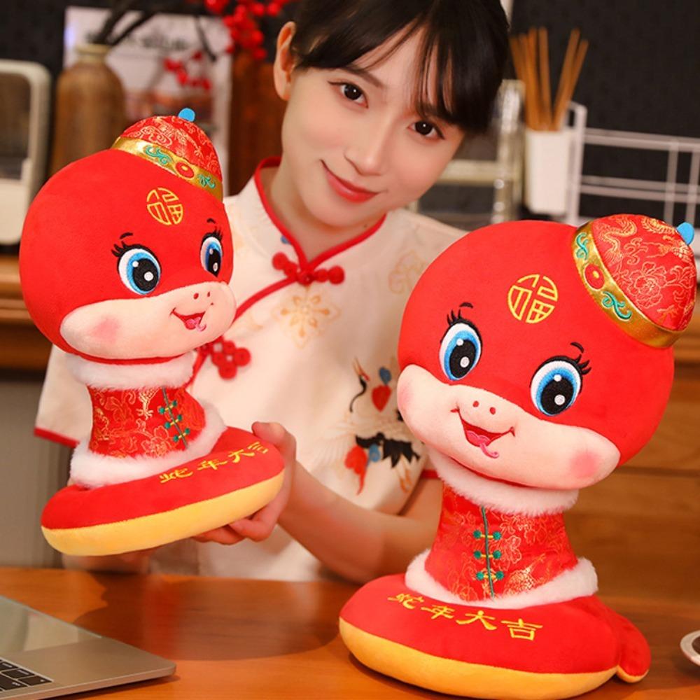 

Милая кукла-змея китайского зодиака Танг костюм плюшевая кукла-змея удачи домашний декор 33cm красный