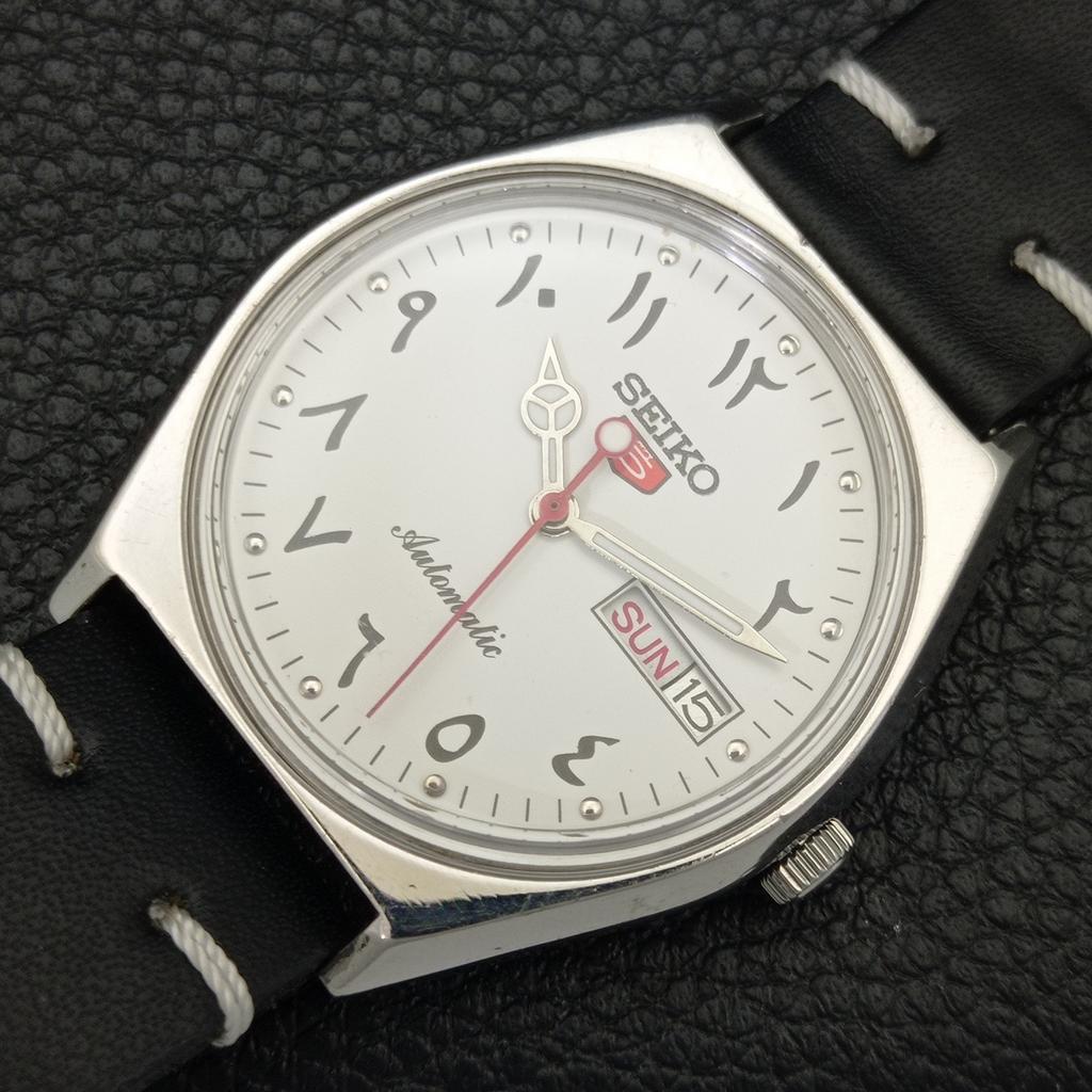 Seiko 5 AUTOMATIC JAPAN 6309A MENS VINTAGE ARABIC WHITE DIAL WATCH A701300-5