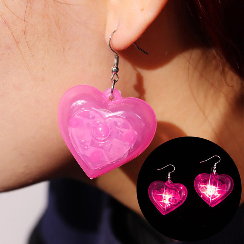 Modische LED-Leuchten, baumelnde Ohrringe, leuchtende Herz-Tropfenohrringe, einzigartige Valentinstag-Charme-Haken-Ohrringe, Statement-Schmuck