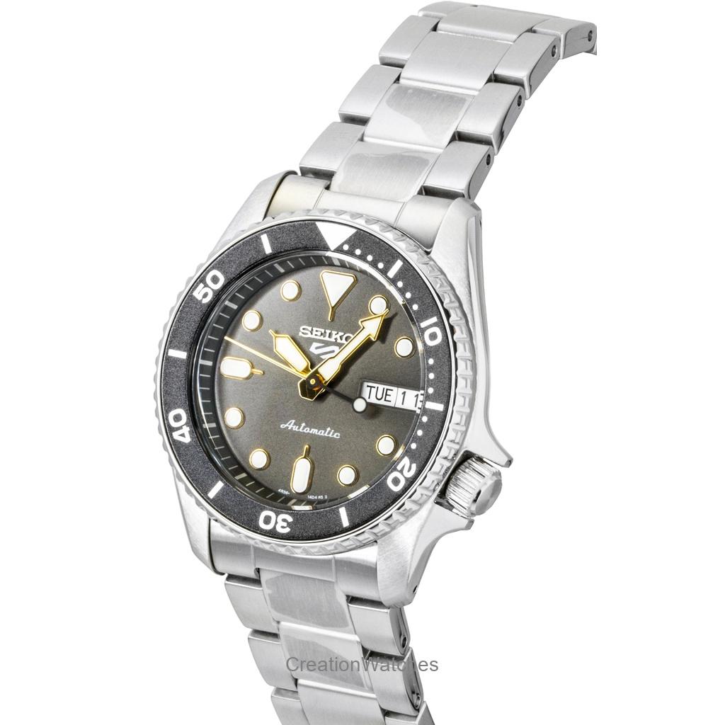 Seiko 5 Sports SKX Street Stonewash Stainless Steel Black Dial Automatic SRPL79K1 100M Men's Watch
