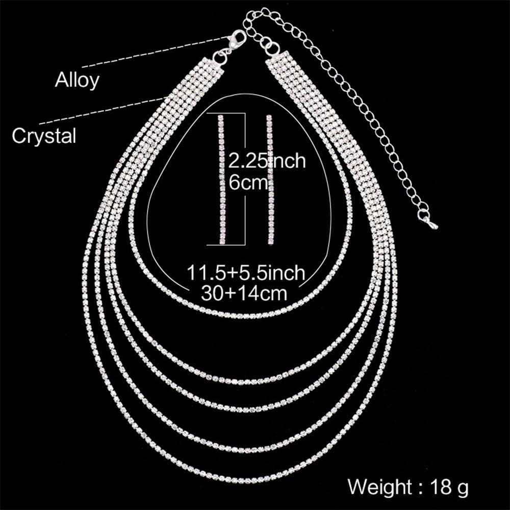 Elegant Chain Fashion Earring Crystal Luxury Women Necklace Cubic