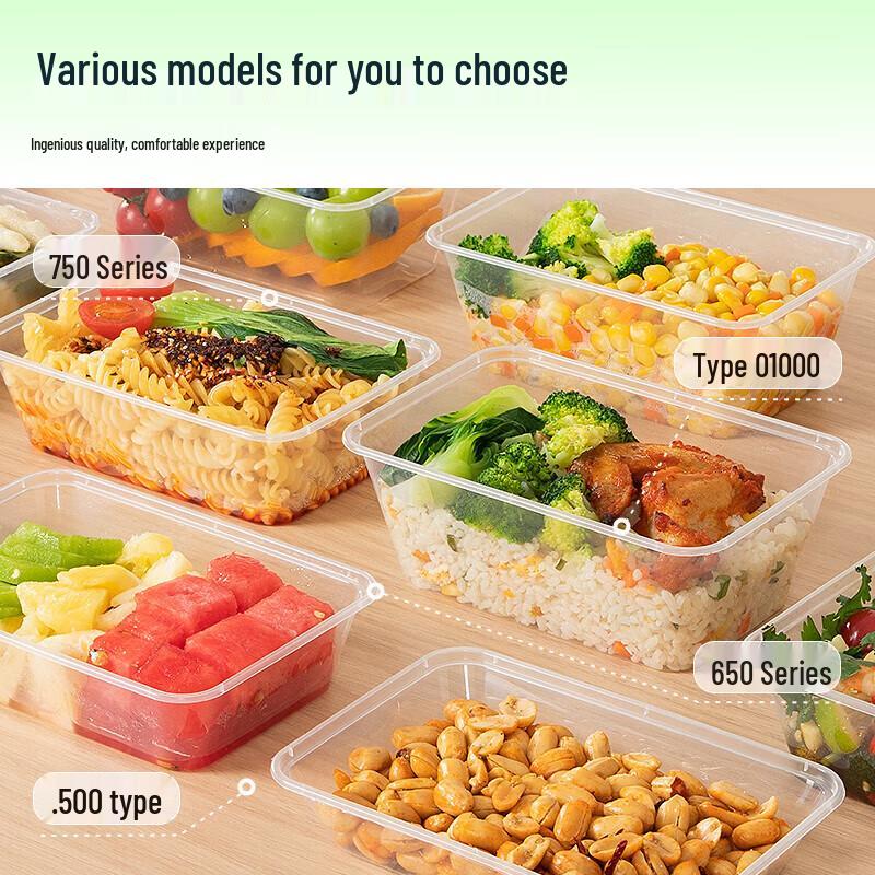 Temeiju Disposable Rectangular Food Containers with Lids (300-Pack)