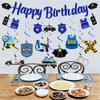 Vocation Police Theme Happy Birthday Banner Police Car Swirl Hanging Garland for Kids Boy Birthday Baby Shower Party Decor