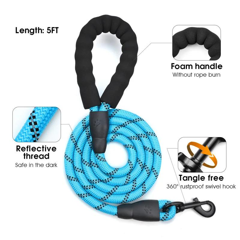 Pet Leash Reflective Dog Walking Leash Not Tight, Anti Slip Leash Can Be Fastened To The Harness And Can Be Used At Night