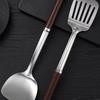 304 Staniless Steel Kitchen Utensils Long Wooden Handle Cooking Tool Sets Cookware Colanders