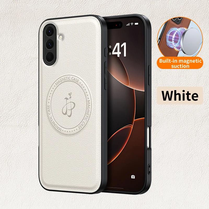 

Беспроводная зарядка Магнитный чехол для Samsung Galaxy A56 A36 A26 A16 5G A55 A35 Защитная крышка PU кожа Жесткая задняя панель Coque Galaxy A36 белый