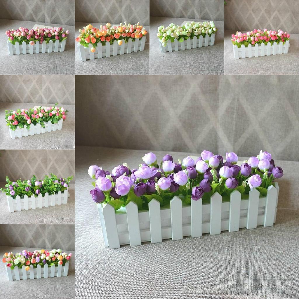 Home Living Artificial Plant Set With Wooden Fence For Wedding Decor And Photo Props