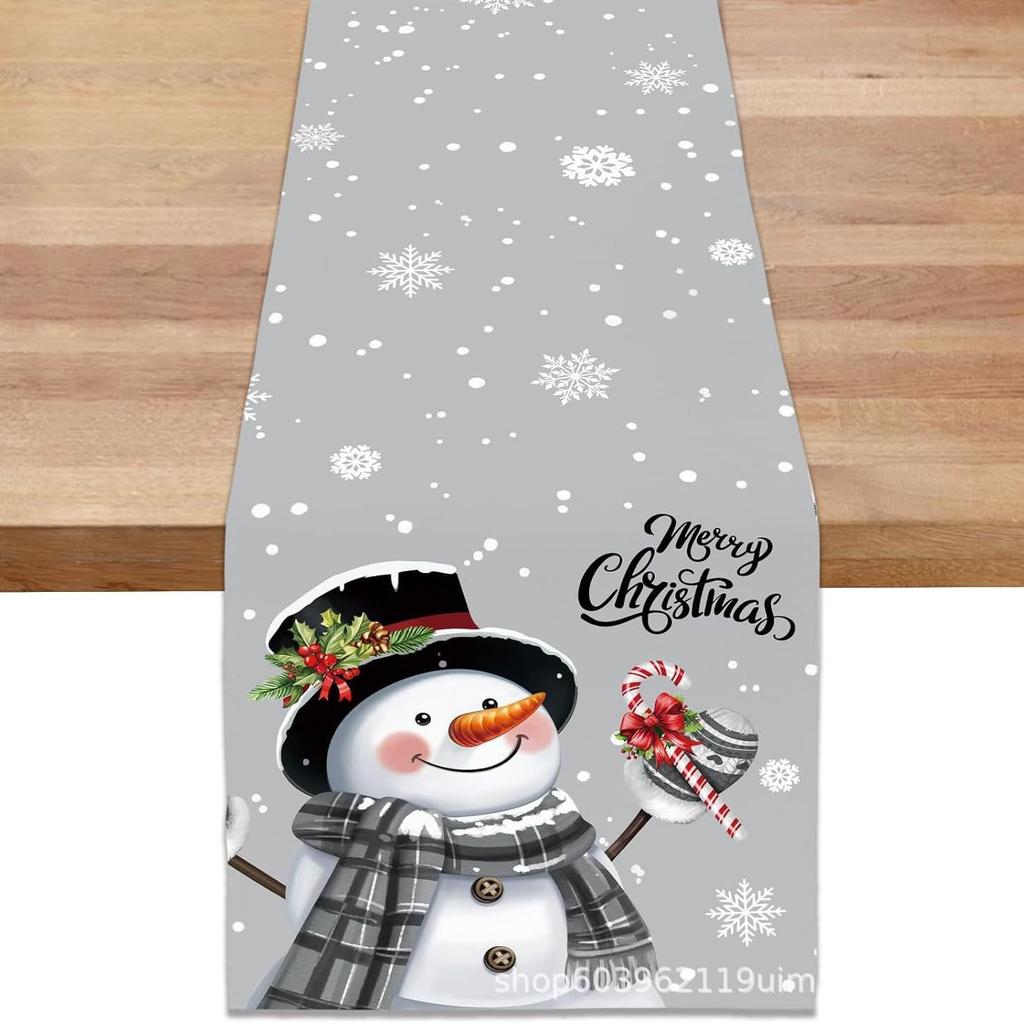 Christmas Table Runner with Santa and Tree Design