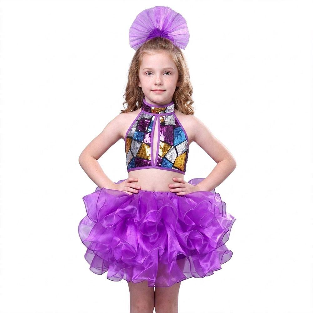 with Headwear Jazz Dance Costume Romantic Children Dance Outfit Stage Performance Costume Kids