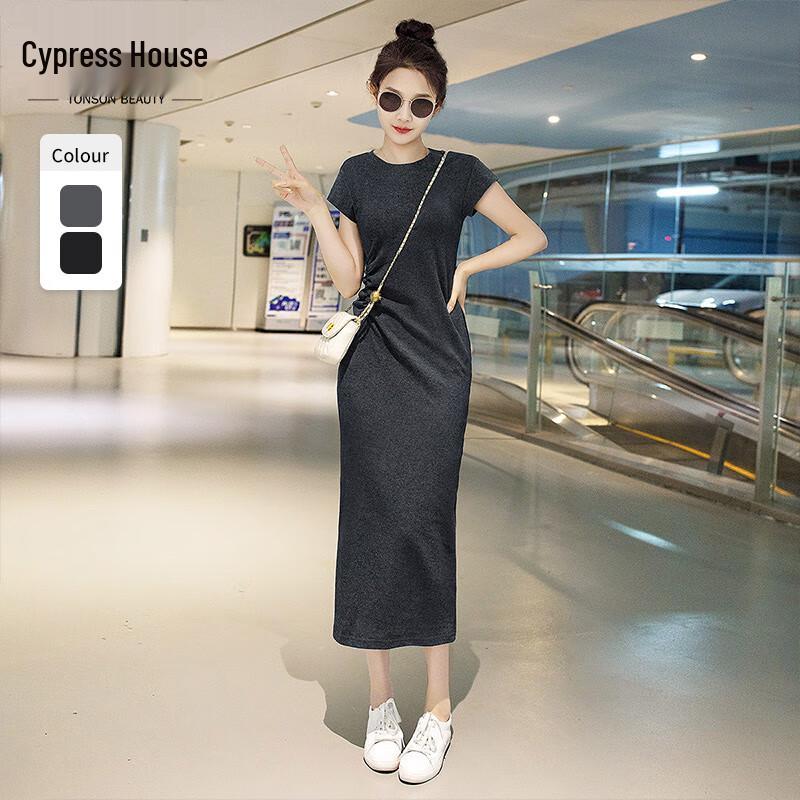Cypress She Women s Round Neck Short Sleeve T-Shirt Midi Dress M